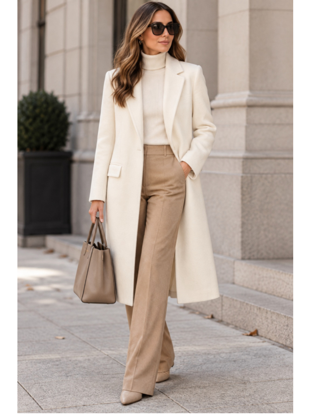 Nicholas Ivory Wool Cashmere Long Coat US 0 Australian Made Quiet Luxury